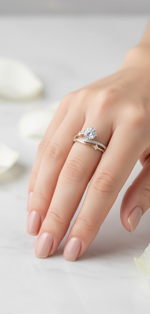 Two-Tone Crossover Moissanite Engagement Ring