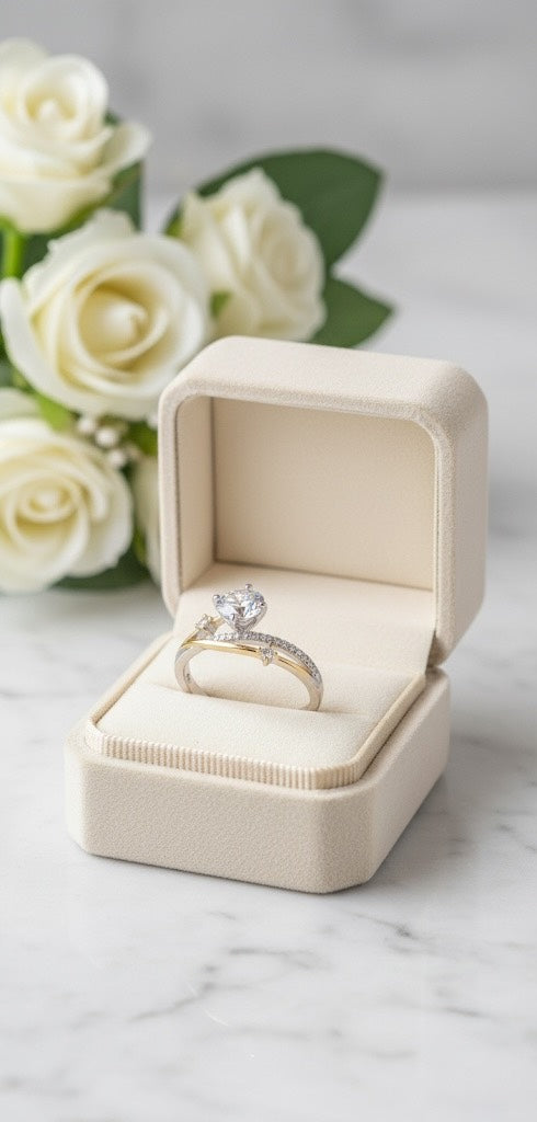 Two-Tone Crossover Moissanite Engagement Ring