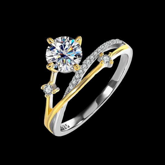 Two-Tone Crossover Moissanite Engagement Ring